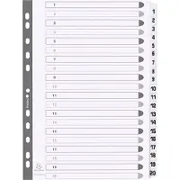 Exacompta Bedrukte tabbladen karton 160g - geplastificeerde tabs - 20 tabs - 1 tot 20 - A4 - Wit - MWD1-20Z