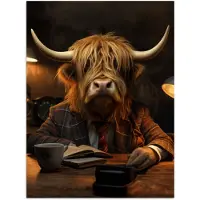 PosterMonkey Poster 60x80 cm - Schotse hooglander - Dier - Pak - Bureau - Posters - Kamer decoratie - Wanddecoratie woonkamer - Muurdecoratie slaapkamer