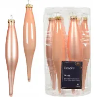 Kaemingk Perzikglazen IJspegel Kerstballen 15cm Mat/Glans 6 stuks