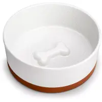 Malacasa Hondenvoerbak – Drinkbak Hond – Voerbak Hond – Keramiek – 1800 ml – Ø 20.6 cm – Wit – Bruin