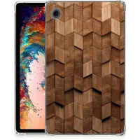 B2Ctelecom Back Cover voor Silicone Tablet Hoes voor Samsung Galaxy Tab A9 Wooden Cubes