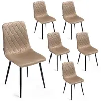Lina Elisia Velvet Eetkamerstoelen - Stoel - Beige - Set van 6
