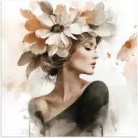 PosterMonkey Poster 50x50 cm - Bloesem - Portret - Gezicht - Posters - Kamer decoratie - Wanddecoratie woonkamer - Muurdecoratie slaapkamer