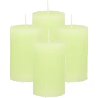 Atmosphera Stompkaars - 4x - lime groen - 5 x 8 cm - klein rustiek model - cilinderkaars - kaars