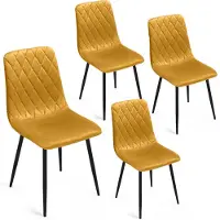 Lina Elisia Eetkamerstoelen Fel Geel - Stoel - Set van 4 - Velvet