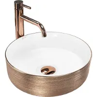 REA Sami Brush Rose Gold Opzetwastafel Wit En Goud 36x36 cm