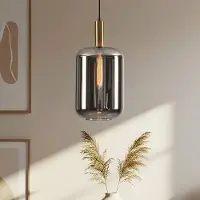 LumenXL Moderne hanglamp zwart en goud met smoke glas - Sofito