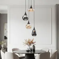 LumenXL Hanglamp 4-lichts zwart met amber en smoke glas - Loïs