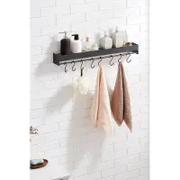 Mazazu MIRA Home - Wandkapstok - Kapstok - Verstelbare Haken - Vintage - Zwart - 90cm - 8 Haken - Compact
