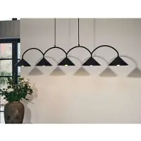 Globen Lighting Hanglampe , CURVE 5, dimbare, Zwart, Keuken, Metaal, Vintage / Retro