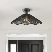 LumenXL Boho-chic plafondlamp Carta zwart met touw Ø40 cm