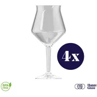 HappyGlass The Baron - Set van 4 kunststof speciaal bierglazen - 40cl - Transparant - BPA-vrij Tritan