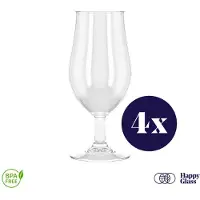 HappyGlass Mister Gustav - Set van 4 kunststof bierglazen - 50cl - Transparant - BPA-vrij Tritan