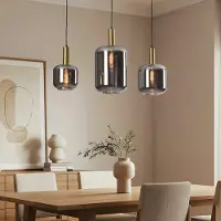 LumenXL 3-lichts zwart met gouden hanglamp Tectos met smoke glas