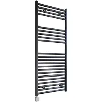 Sanicare Electrische Wifi Radiator HPW Carini 111,8x60 cm Zwart Met Thermostaat Zilver Linksonder