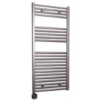 Sanicare Carini elektrische Wifi radiator 112x60cm inox-look met thermostaat zwart linksonder