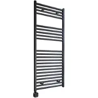 Sanicare Carini elektrische Wifi radiator 112x60cm mat zwart met thermostaat zwart linksonder