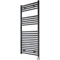 Sanicare Electrische Wifi Radiator HPW Carini 111,8x60 cm Zwart Met Thermostaat Zilver Rechtsonder