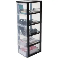 Iris Design Chest ladesysteem - 5 diepe lades - Kunststof - Zwart/Transparant - Met wieltjes