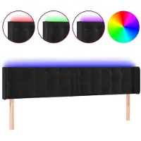 vidaXL Hoofdbord LED 203x16x78/88 cm fluweel zwart