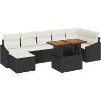 vidaXL Tuinset, 8-delig, zwart, polyrotan