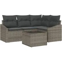 vidaXL Tuinbank Set 5 st Lichtgrijs poly rattan