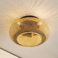 LUCANDE plafondventilator met licht Cordie, DC, stil, Ø 53 cm dimbaar, hout licht, Woon-/ Eetkamer, Bamboe, Landelijk