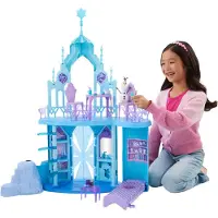 Mattel Disney Frozen Elsa's IJspaleis – 5 Speelplekken met Glijbaan, Balkon en Olaf - 75 cm
