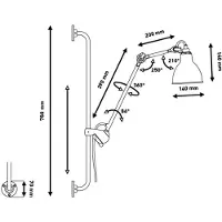 Lampe Gras Wandlampe , 201 Round, Zwart, Woonkamer, Metaal, Industrieel