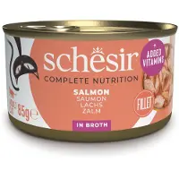 Schesir 6 x 85g Complete Nutrition in Broth zalm natvoer voor katten