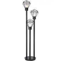 Globo Buiten vloerlamp Padlamp Retro raster Vloerlamp 3 vlammen, roestvrij staal metaal zwart, doorzichtig plastic, 3x E27, LxH 44x2x170 cm