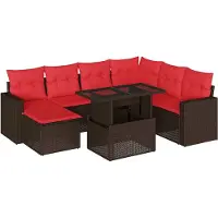 vidaXL 8-delige tuinbankset met kussens, bruin polyrotan
