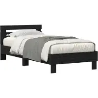 vidaXL Bedframe met hoofdeinde Zwart Eiken 90 x 190 cm Bewerkt hout