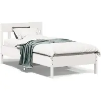 vidaXL Bedframe zonder matras massief grenenhout wit 90x200 cm