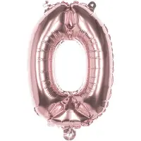 Boland - Folieballon '0' roségoud (36 cm) 0 - Rose Goud - Cijfer ballon