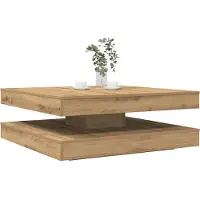 vidaXL Salontafel 360 graden draaibaar 90x90x34,5 cm artisanaal eiken