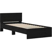 vidaXL Bedframe met Hoofdbord Zwart eiken 75 x 190 cm Bewerkt hout