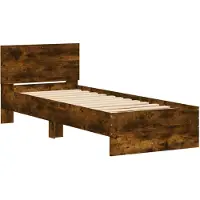 vidaXL Bedframe met hoofdeinde bewerkt hout gerookt eiken 90x190 cm