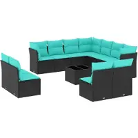vidaXL 12-delige loungeset voor de tuin met kussens, zwart kunststof vlechtwerk