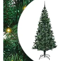 vidaXL Kunststof Voorverlichte Kerstboom Groen 210 cm PVC en Metalen