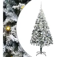vidaXL Kunstkerstboom met 300 LED Wit 180 cm PVC en Staal en Kunststof