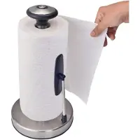 KINGHOFF KING HOFF Stalen Keukenrolhouder - RVS Zilver - Keukenaccessoire met Drukarm - KH-1955 - Keukenpapier houder