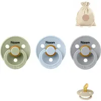 BIBS fopspenen anatomisch met naam - maat 2 - sage, cloud en baby blue + BolleToet speenzakje