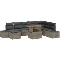 vidaXL Tuinbank Set 9 st Grijs Poly rattan