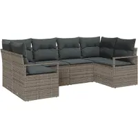 vidaXL Tuinbank Set 6 st Grijs poly rattan