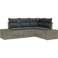 vidaXL Tuinbank Set 4 st Grijs poly rattan