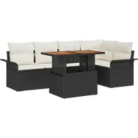 vidaXL Tuinbank Set 6 st Zwart en crème