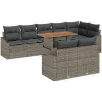 vidaXL Tuinbank Set 9 st Grijs Poly rattan