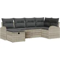 vidaXL Bankstel 6 st Lichtgrijs poly rattan