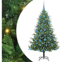 vidaXL Kunstmatige Voorverlichte Kerstboom met Ballenset Groen 180 cm